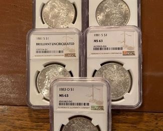 Graded MORGAN SILVER Dollars