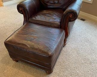 BRADINGTON YOUNG Leather Chair and Ottoman Set