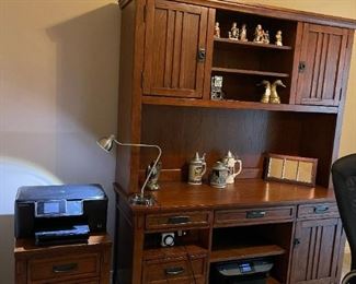 ASHLEY FURNITURE Cross Island Large Credenza and Tall Hutch with 3 Drawer Side Table