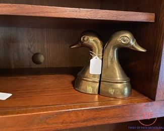 Brass Duck Head Bookends