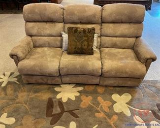 LAZY BOY Micro Suede Sofa with Dual Recliners