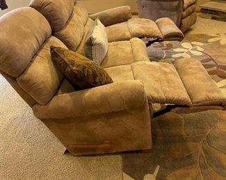 LAZY BOY Micro Suede Sofa with Dual Recliners