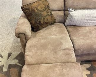 LAZY BOY Micro Suede Sofa with Dual Recliners