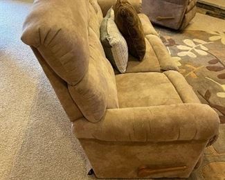 LAZY BOY Micro Suede Sofa with Dual Recliners