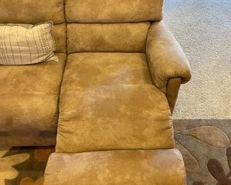 LAZY BOY Micro Suede Sofa with Dual Recliners