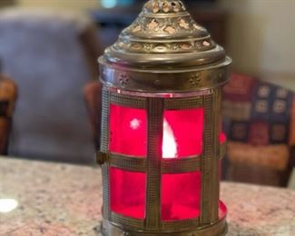 Vintage Brass and Rudy Red Glass Lamp
