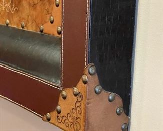 Studded Leather Wrapped Mirror
