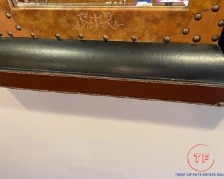 Studded Leather Wrapped Mirror