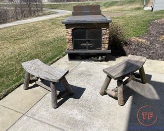 Free Standing Stone Outdoor Fireplace