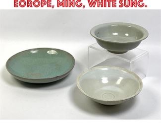 Lot 2 3pcs Chinese Bowls. Eorope, Ming, White sung. 
