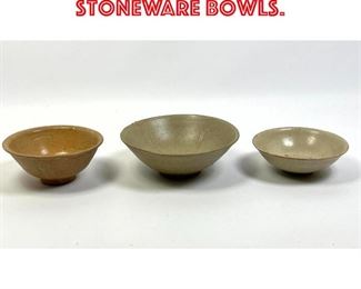 Lot 12 3pcs Chinese Stoneware Bowls. 