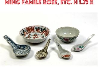 Lot 19 6pcs Chinese Porcelain. Ming Famile Rose, etc. H 1.75 x