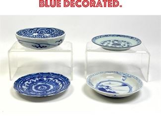 Lot 29 4pcs Chinese Low Bowls Blue decorated. 