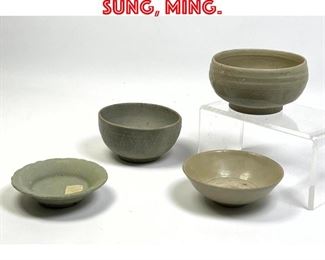 Lot 34 4pcs Chinese Bowls. Sung, Ming.