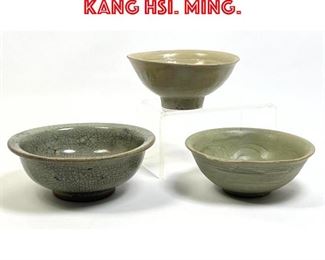 Lot 43 3pcs Chinese Bowls. Kang Hsi. Ming.