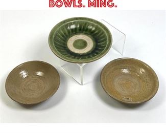 Lot 45 3pcs Chinese Bowls. Ming.