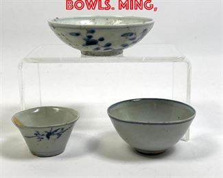 Lot 54 3pcs Chinese Bowls. Ming,