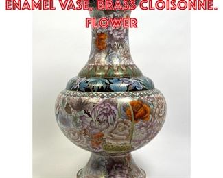 Lot 79 15 Tall Cloisonne Enamel Vase, Brass cloisonne. Flower