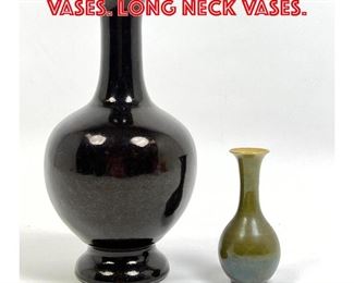 Lot 85 2pc Chinese Glazed Vases. Long Neck Vases. 