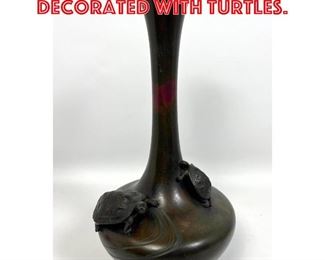 Lot 100 Japanese Bronze Vase decorated with Turtles. 