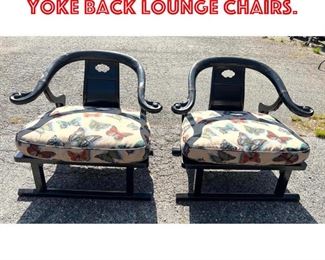 Lot 106 Pair Chinese Style Low Yoke Back Lounge Chairs. 