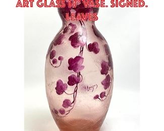Lot 111 LEGRAS French Cameo Art Glass 14 Vase. Signed. Leaves 