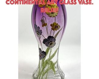 Lot 117 Tall Enamel Painted Continental Art Glass Vase. Relief 