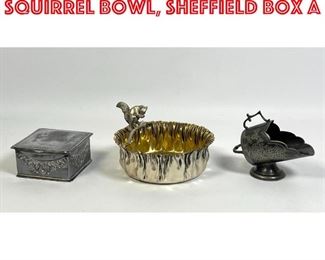 Lot 126 3pc Figural Silverplate Squirrel bowl, Sheffield Box a