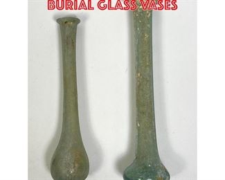 Lot 127 2 pc Antique Roman burial glass vases