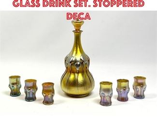 Lot 128 L C TIFFANY Favrile Art Glass Drink Set. Stoppered Deca