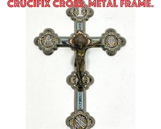 Lot 130 Italian Micro Mosaic Crucifix Cross. Metal Frame. 