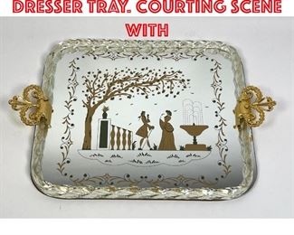 Lot 134 Murano style Mirrored Dresser Tray. Courting scene with