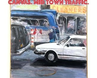 Lot 136 M Berro Painting on Canvas. Mid Town Traffic. 