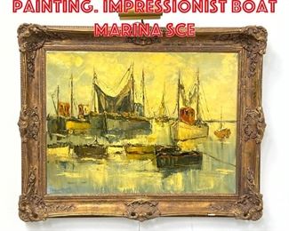 Lot 141 Peter Van Delft Painting. Impressionist Boat Marina Sce