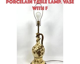 Lot 146 Royal Worcester style Porcelain Table Lamp. Vase with F