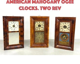 Lot 147 Collection Three American Mahogany Ogee Clocks. Two Rev