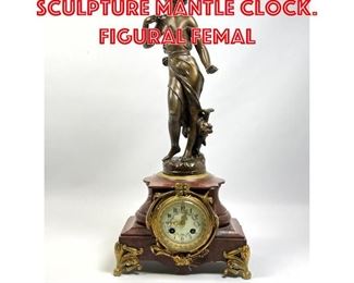 Lot 157 Red Marble French Sculpture Mantle Clock. Figural femal