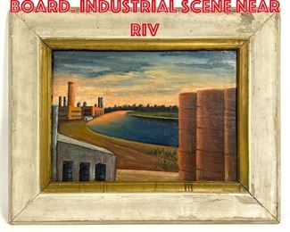 Lot 175 EAP Cohen Painting on Board. Industrial Scene near Riv