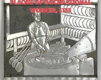 Lot 187 Molded Metal Relief Plaque of Occupational Worker, Stee