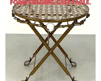 Lot 189 Decorative Iron Strap Form Folding Cafe Table. 