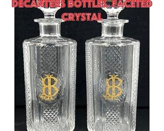 Lot 199 Pr Tall Cut Crystal Decanters Bottles. Faceted Crystal 