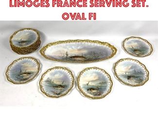Lot 204 12pc Artist Signed Limoges France Serving Set. Oval Fi
