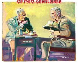 Lot 211 Signed HHS 53 Painting of Two Gentlemen 