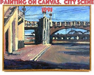 Lot 223 P. Kosaiyacanont Painting on Canvas. City Scene 1991 