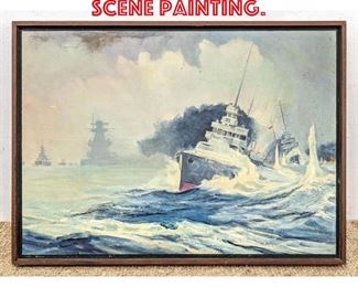 Lot 237 Stormy Marine Scene Painting. 