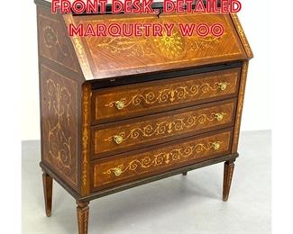 Lot 251 Vintage Inlaid Slant Front Desk. Detailed marquetry woo