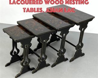 Lot 262 Set 4 Ebonized Lacquered Wood Nesting Tables. Asian lac