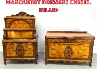 Lot 264 2pcs Art Deco Inlaid Marquetry Dressers Chests. Inlaid 