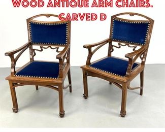 Lot 267 Pr Art Nouveau Carved Wood Antique Arm Chairs. Carved d