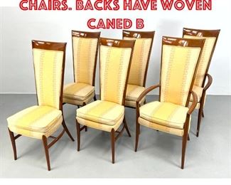 Lot 272 Set 6 Tall Back Dining Chairs. Backs have woven caned b